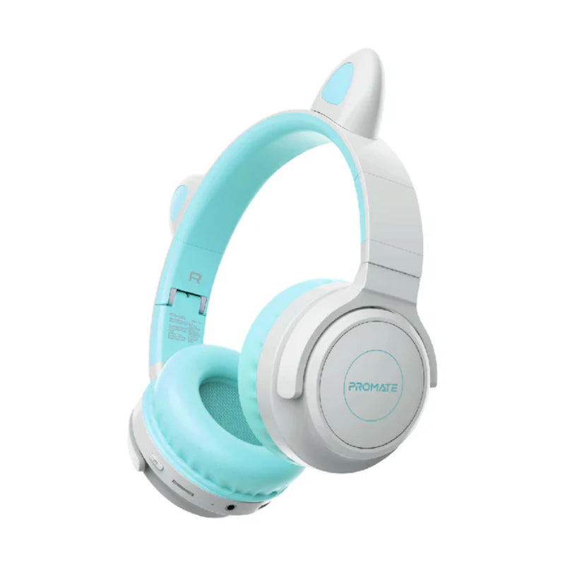 PROMATE Panda Kawaii Style Wireless Kids Headphones - 1000mAh / Aqua