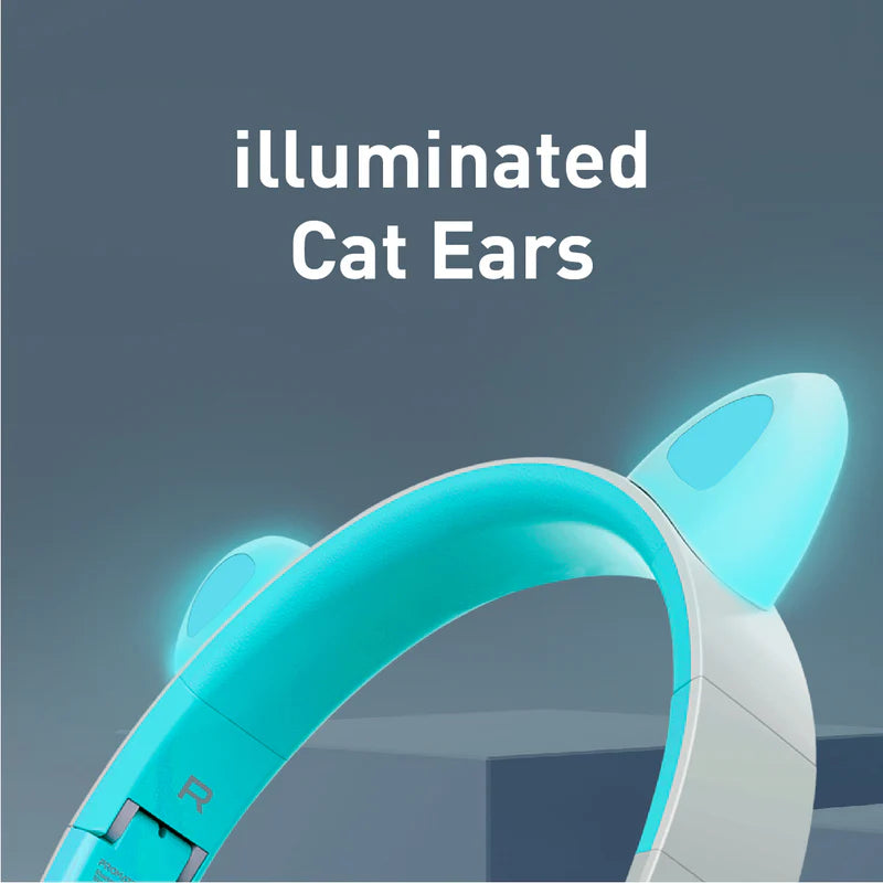 PROMATE Panda Kawaii Style Wireless Kids Headphones - 1000mAh / Aqua