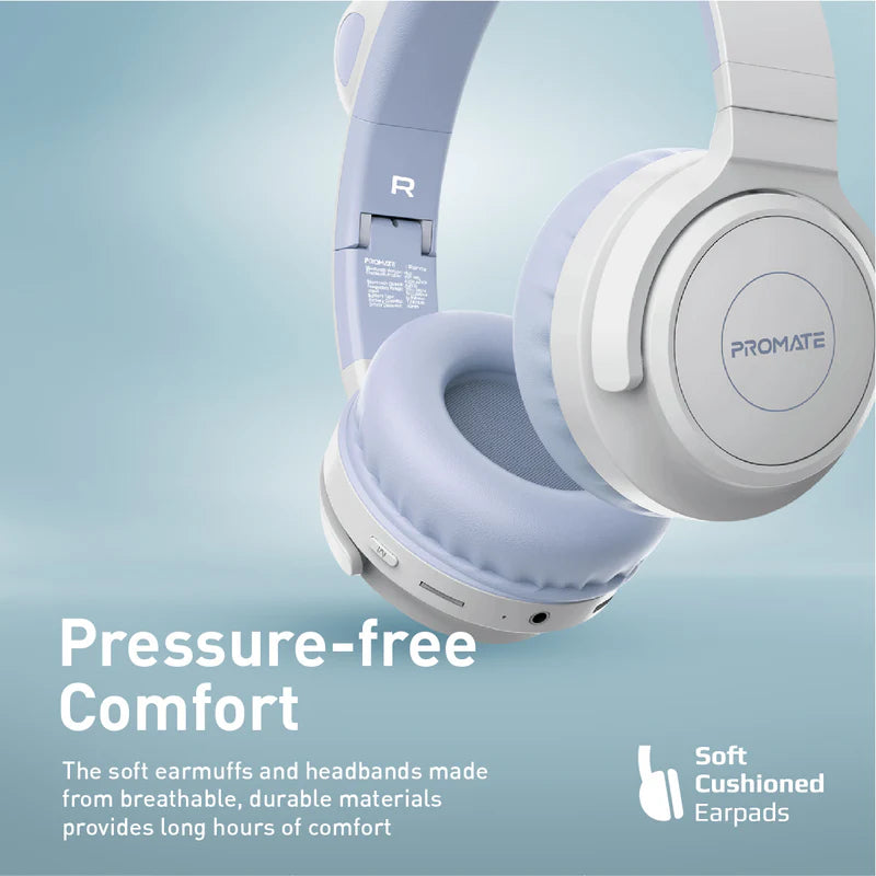 سماعات الرأس  لاسلكي من PROMATE طراز Panda Kawaii سماعات الرأس  1000 مللي أمبير / لون أرجواني فاتح