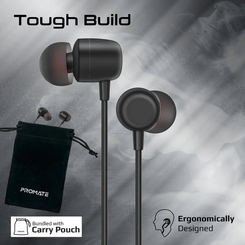 ستيريو  داخل الاذن  PROMATE Silken-ENCبسلك  ستيريو - يو اس بي/ 1.2 متر  أسود