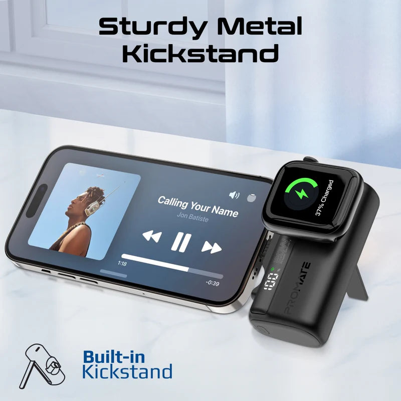 PROMATE PowerUp-Trio - طاقة مضغوط سريع - 20 واط / يو اس بي/ لايتننج  أسود