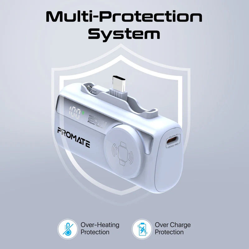 PROMATE PowerUp-Trio - طاقة مضغوط سريع - 20 واط / يو اس بي/ لايتننج  أزرق