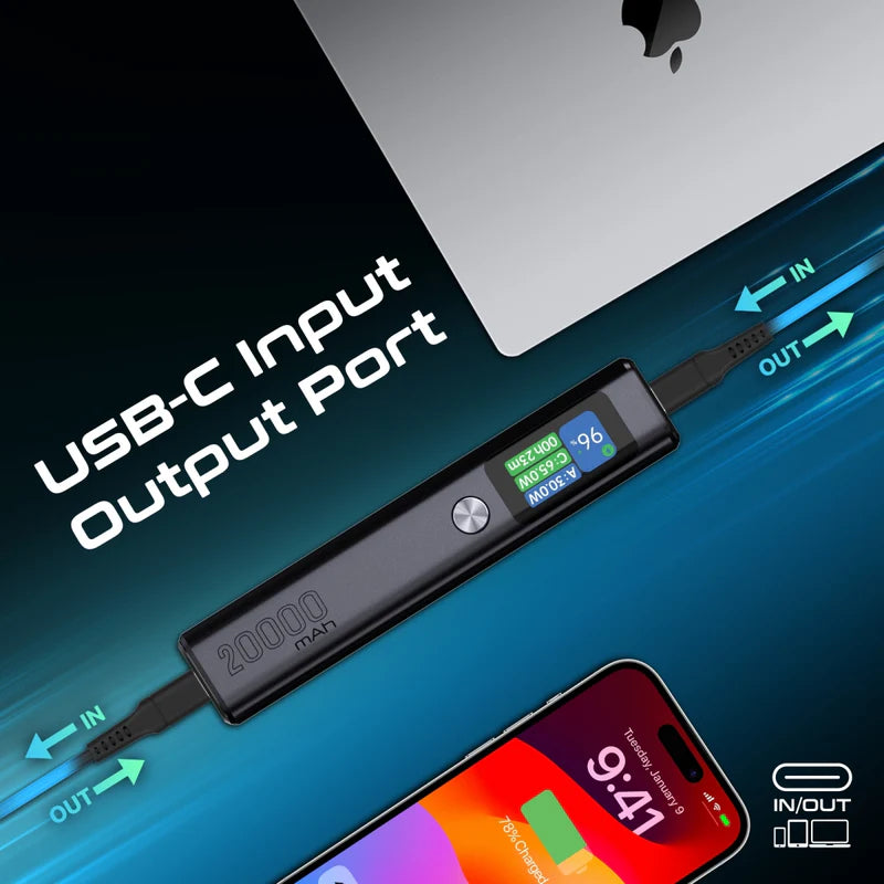 PROMATE Titan-130 -طاقة منفذ  أنيق - 130 واط / 20000 مللي أمبير في الساعة / أسود