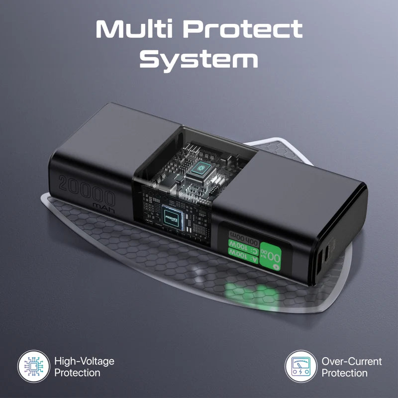 PROMATE Titan-130 -طاقة منفذ  أنيق - 130 واط / 20000 مللي أمبير في الساعة / أسود