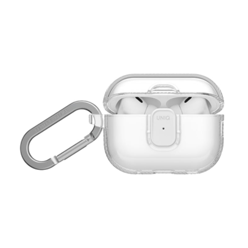 Uniq زجاج برو قفل  حافظة قفل  حافظة  ابل ايربودز برو / لامع شفاف