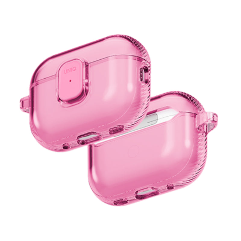 UNIQ زجاج برو قفل  حافظة قفل  حافظة  ابل ايربودز برو / اللون الوردي حلو