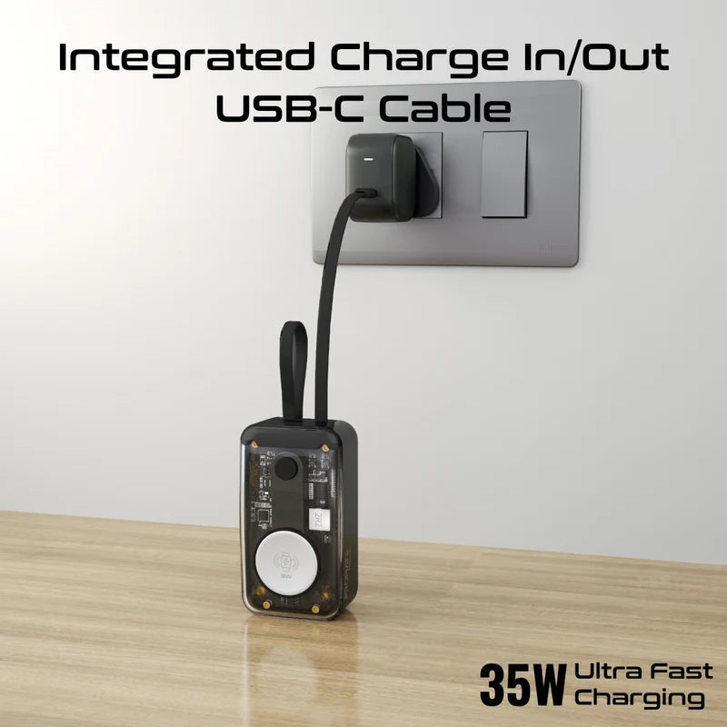 PROMATE Mavrix طاقة  مع بلت-ان يو اس بي& لايتننج كابل  35W / 10000mAh / Phantom أسود