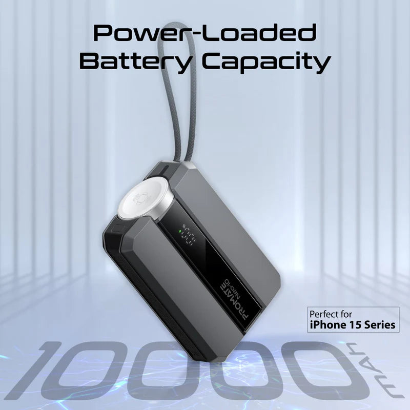 PROMATE Neo-10 طاقة  مع  كابل يو اس بيبلت-ان  كابل  30 واط / 10,000 مللي أمبير / رمادي