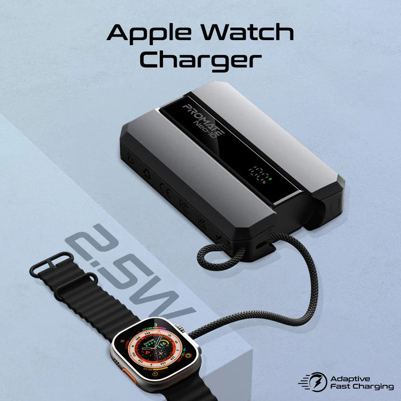 PROMATE Neo-10 طاقة  مع  كابل يو اس بيبلت-ان  كابل  30 واط / 10,000 مللي أمبير / رمادي