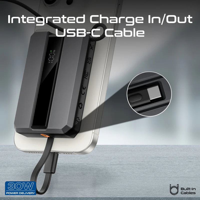 PROMATE Neo-10 طاقة  مع  كابل يو اس بيبلت-ان  كابل  30 واط / 10,000 مللي أمبير / رمادي