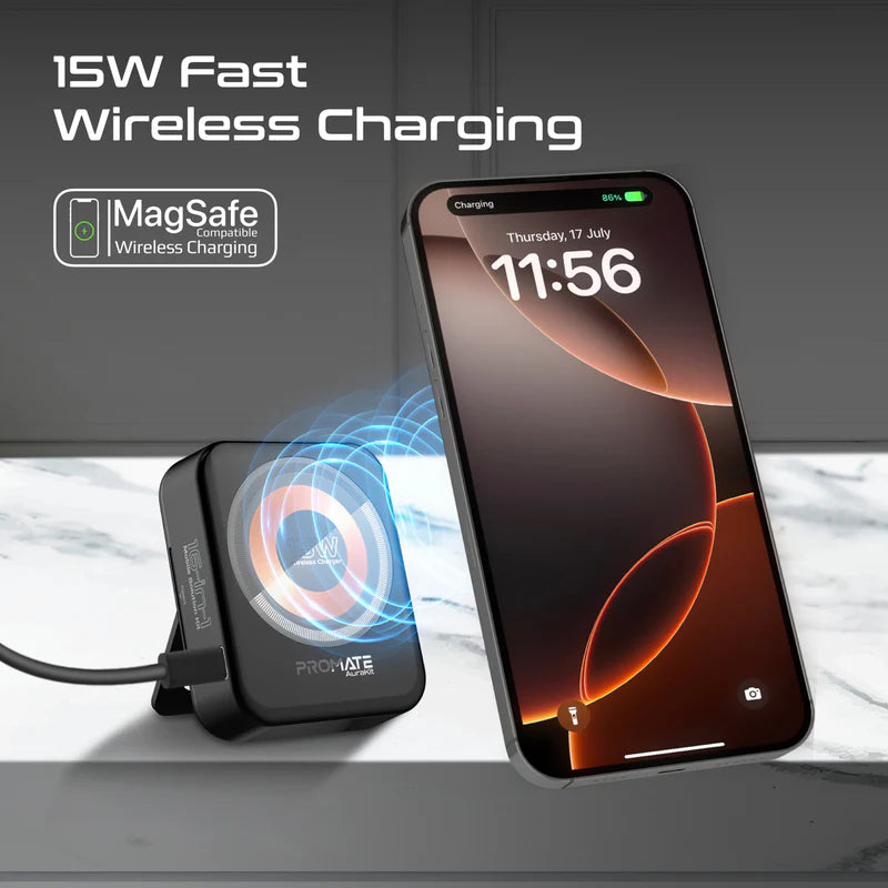 PROMATE AuraKit ألترا مضغوط متعددة الوظائف  - مجموعةهاتف - 15 واط / أسود