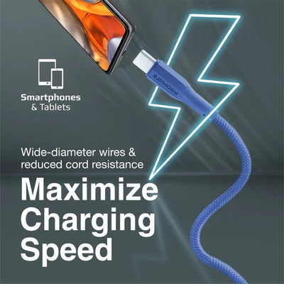 PROMATE XCord-AC Super Flexible Data and Charge Cable - 1 Meter / 480Mbps / USB-A / USB-C / Navy