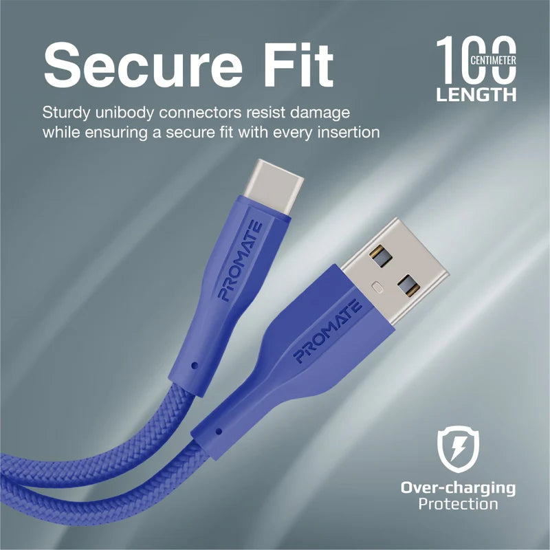 كابل بيانات PROMATE XCord-AC Super مرن  كابل  1 متر  480 ميجابت في الثانية / يو اس بي/ يو اس بي/ أزرق داكن