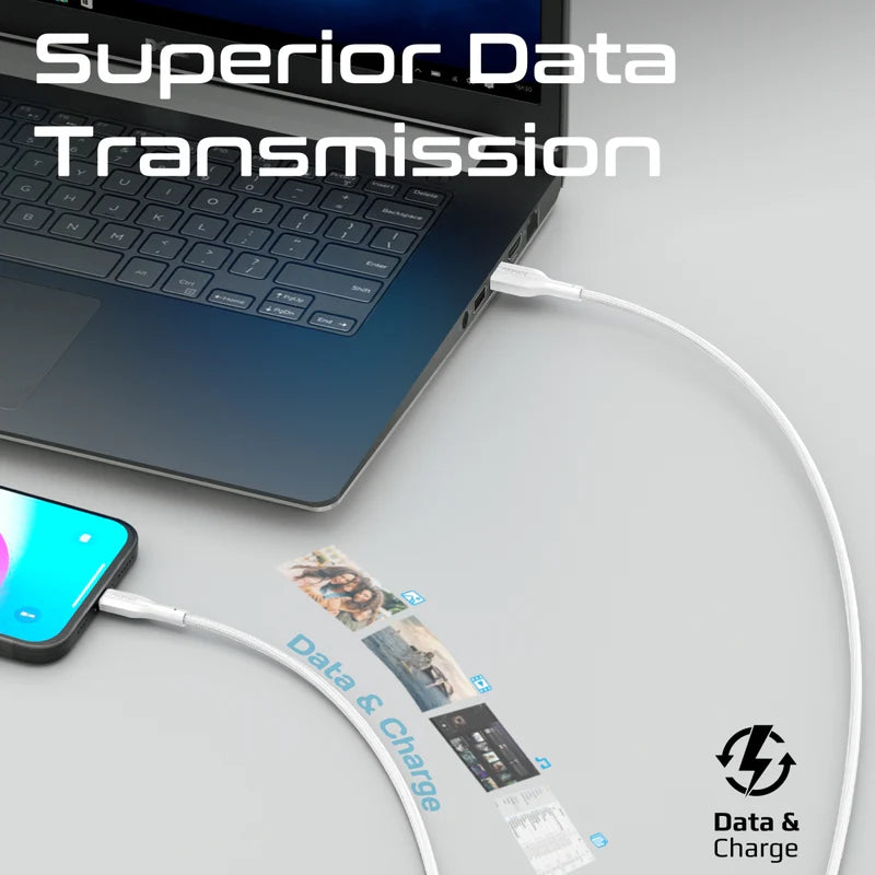 كابل  PROMATE xCord-AC200 فائق مرن بيانات والشحن كابل  2 متر  480 ميجابت في الثانية / يو اس بي/ يو اس بي/ أبيض