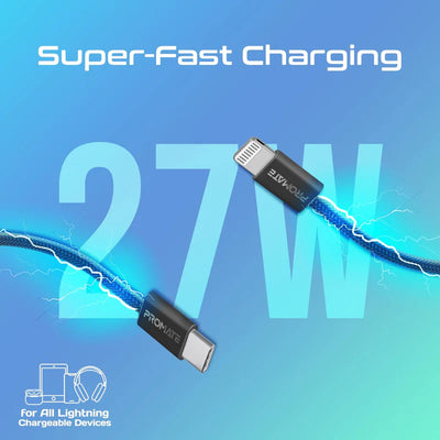 PROMATE EcoLine-Ci120 Super-Fast Charge Cable - 1.2 Meter / 480Mbps / Lightning / USB-C / Black
