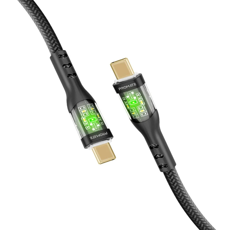 PROMATE TransLine-CC200 Power Delivery Ultra-Fast Charge Cable - 2 Meter / 480Mbps / USB-C / Black