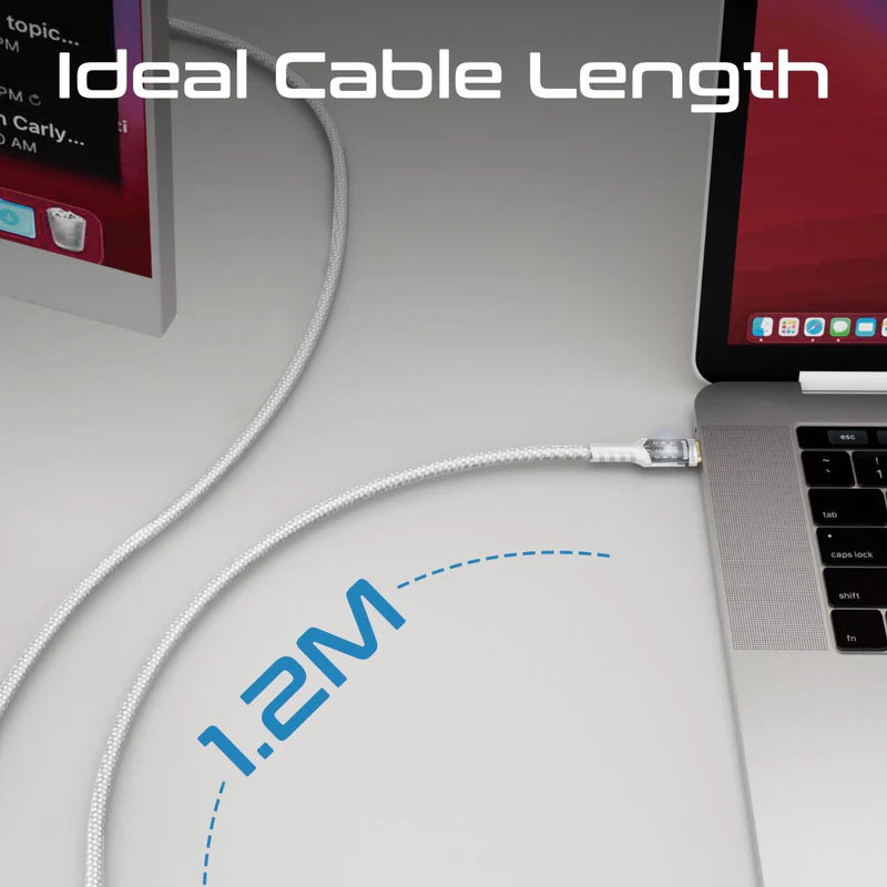 PROMATE LucidLine-CC120 High Tensile Power Delivery Charge Cable - 1.2 Meter / 480Mbps / USB-C / White