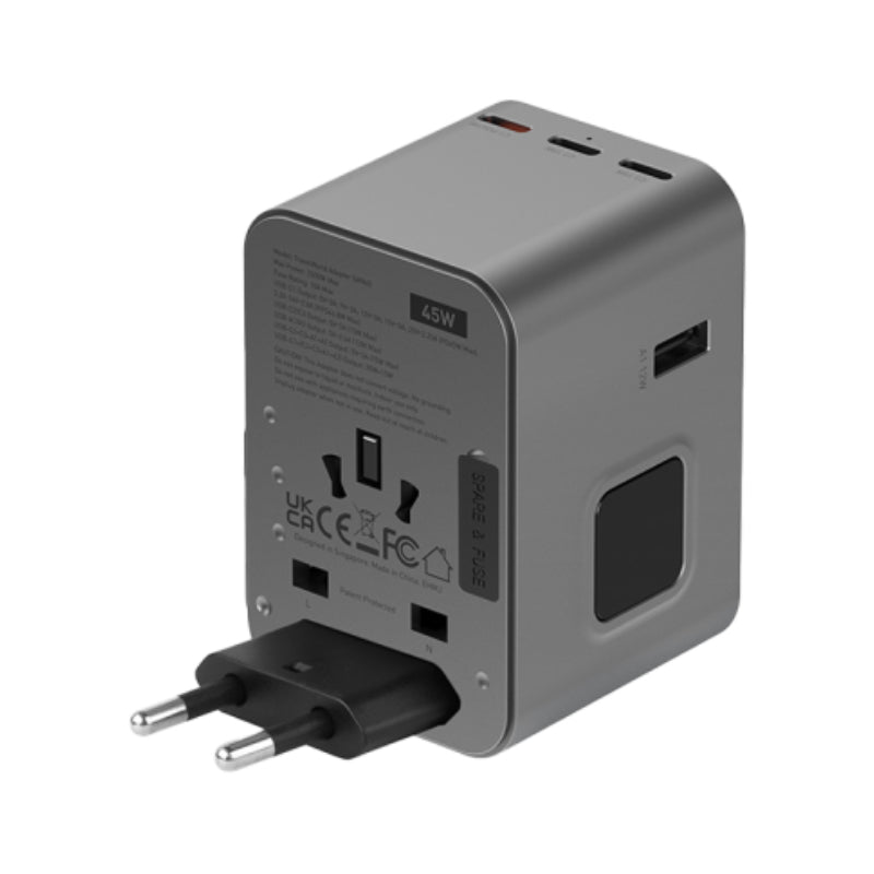 محول  Energea Travelworld Travel محول  45 واط / يو اس بي/ يو اس بي/ لون رمادي داكن