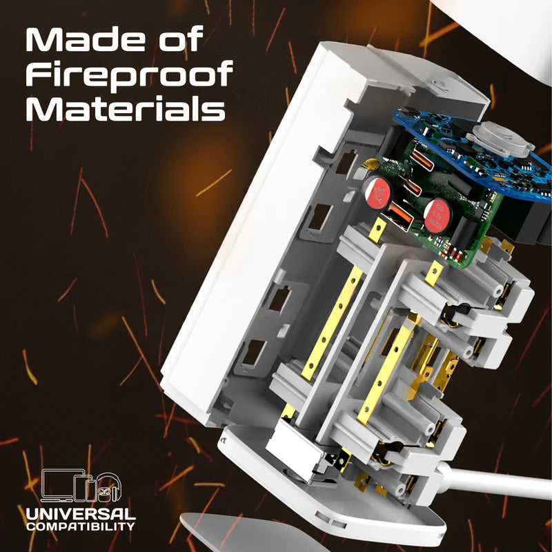 PROMATE PowerTower-70W Multi-Port Charging Station with Quad AC Sockets - 70W / White