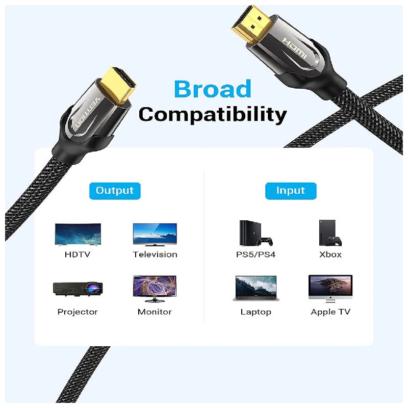 Vention Nylon Braided HDMI Cable - 4K / 15 Meter / Black