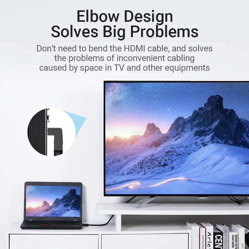 Vention HDMI Right Angle 270 Degree Cable - 4K / 2 Meter / Black