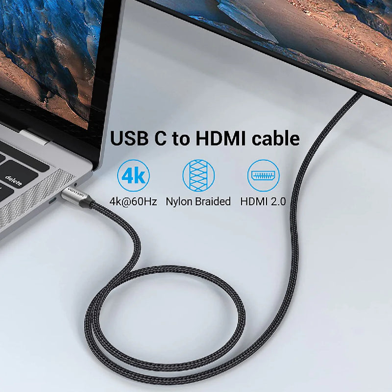 Vention USB-C To HDMI Braided Cable - 4K / 2 Meter / Black