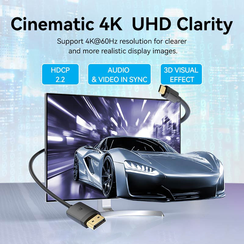 Vention يو اس بي إلى منفذ العرض كابل  4K / 2 متر  أسود
