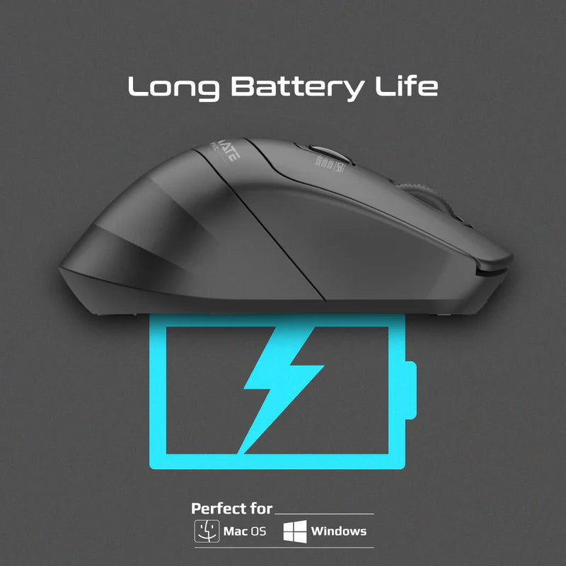 PROMATE Samit Ergonomic Silent Click لاسلكي ماوس  2200dpi / أسود