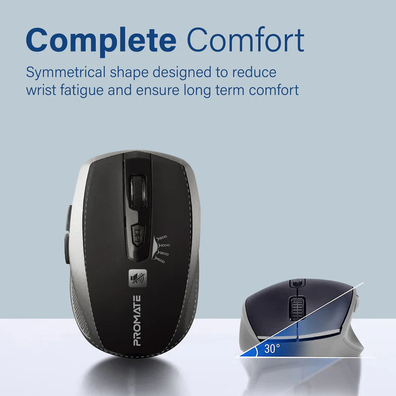 PROMATE Breeze Silent Switch Streamlined Wireless Mouse - 1600dpi / Silver