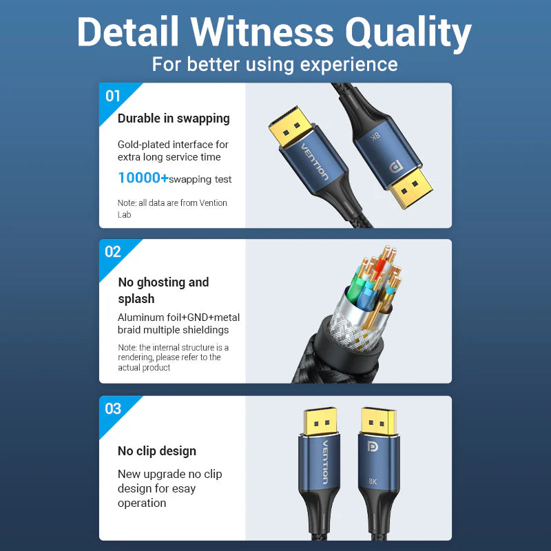 Vention منفذ العرض كابل  8K / 32.4Gbps / 2 متر  أزرق