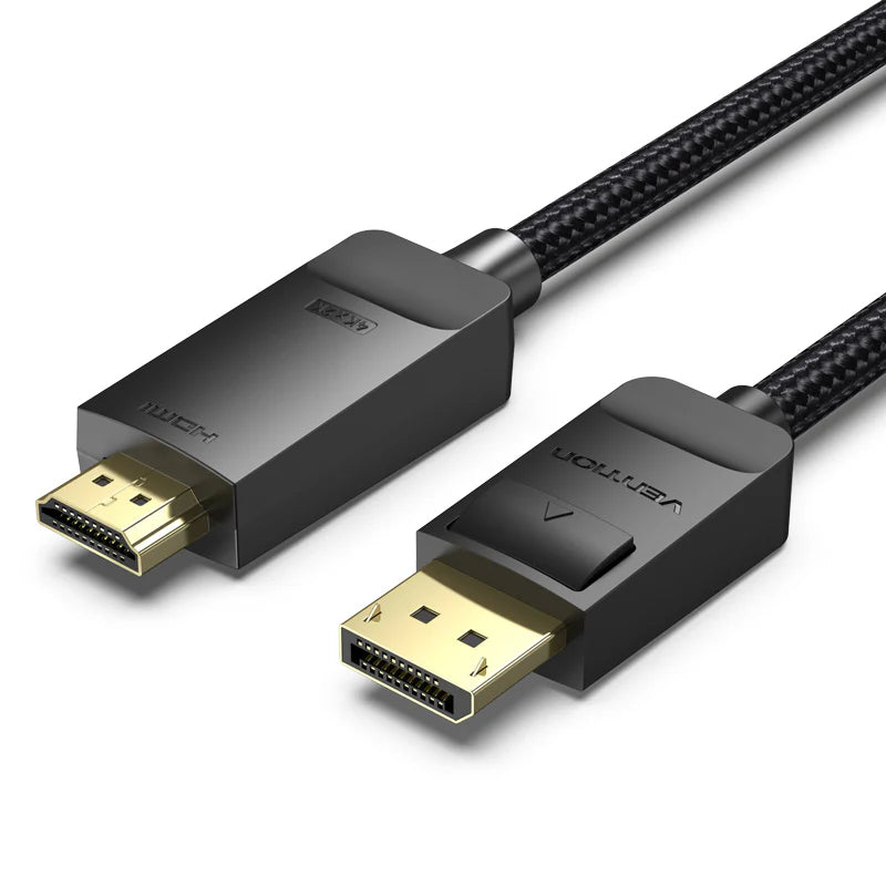 Vention Cotton Braided HDMI Male To DisplayPort Male Cable - 4K / 1.5 Meter / Black