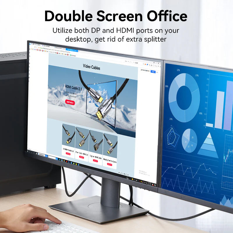 Vention Cotton Braided HDMI Male To DisplayPort Male Cable - 4K / 1.5 Meter / Black