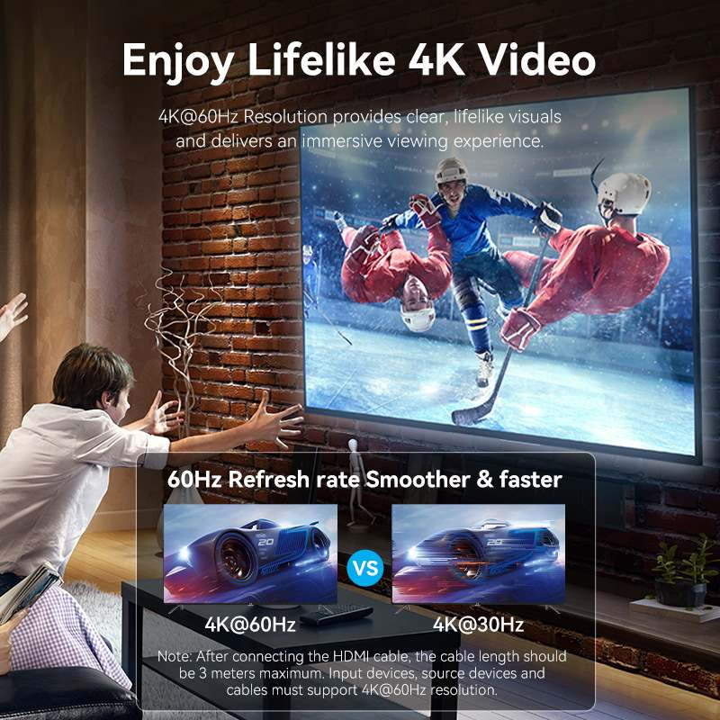 Vention Cotton Braided يو اس بي إلى إتش دي إم أي  محول  0.25 متر  أسود