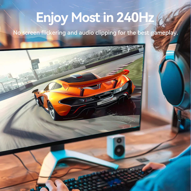 Vention Cotton Braided يو اس بي إلى منفذ العرض محول  8K / 0.25 متر  أسود