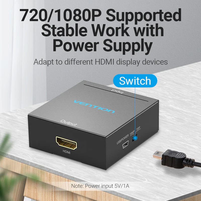 محول  Vention RCA إلى إتش دي إم أي محول  أسود