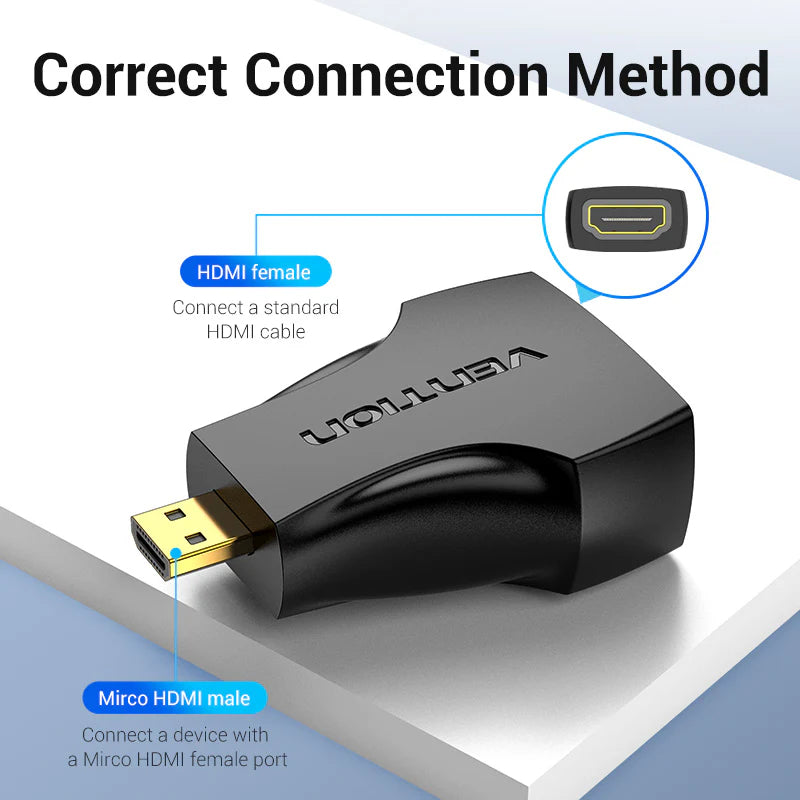 Vention Micro HDMI to HDMI Adapter  - 4K / Black