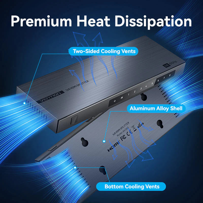 Vention 1-In-8-Out HDMI Splitter - 4K / Black