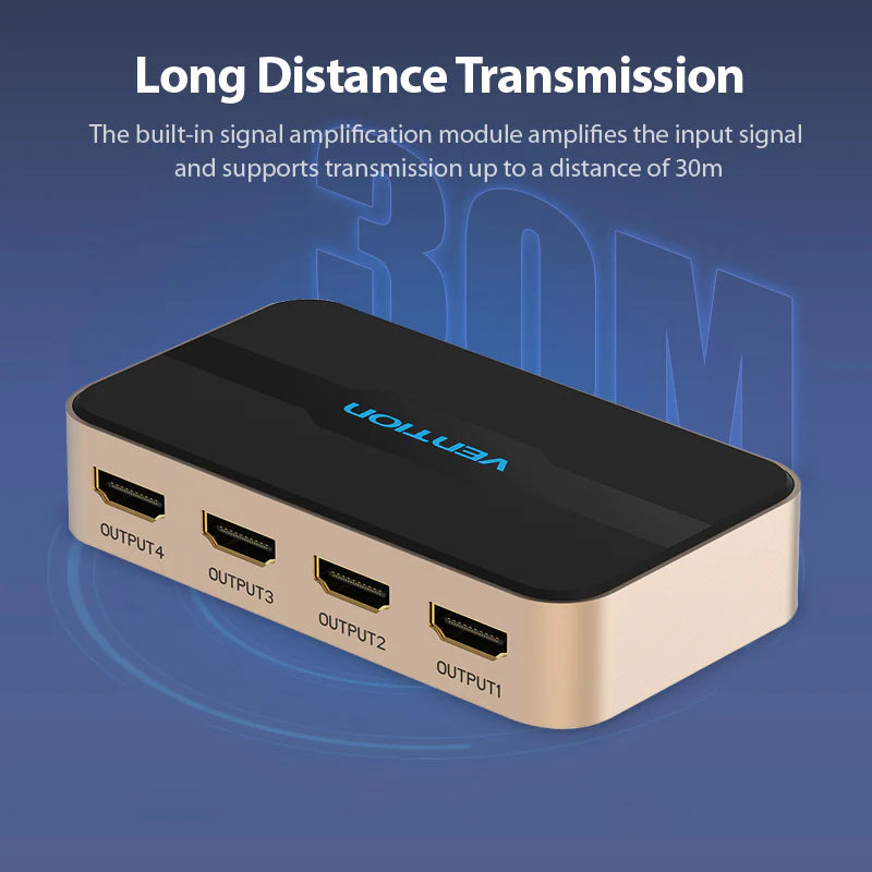 Vention 1-In-4-Out HDMI Splitter - 4K / Black