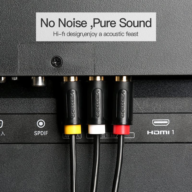 Vention 3RCA Video and Audio Cable - 1.5 Meter / Black