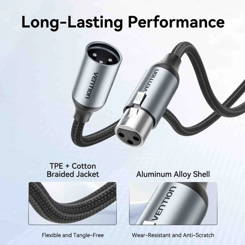 Vention XLR Male to XLR Female Microphone Cable - 1 Meter / Gray