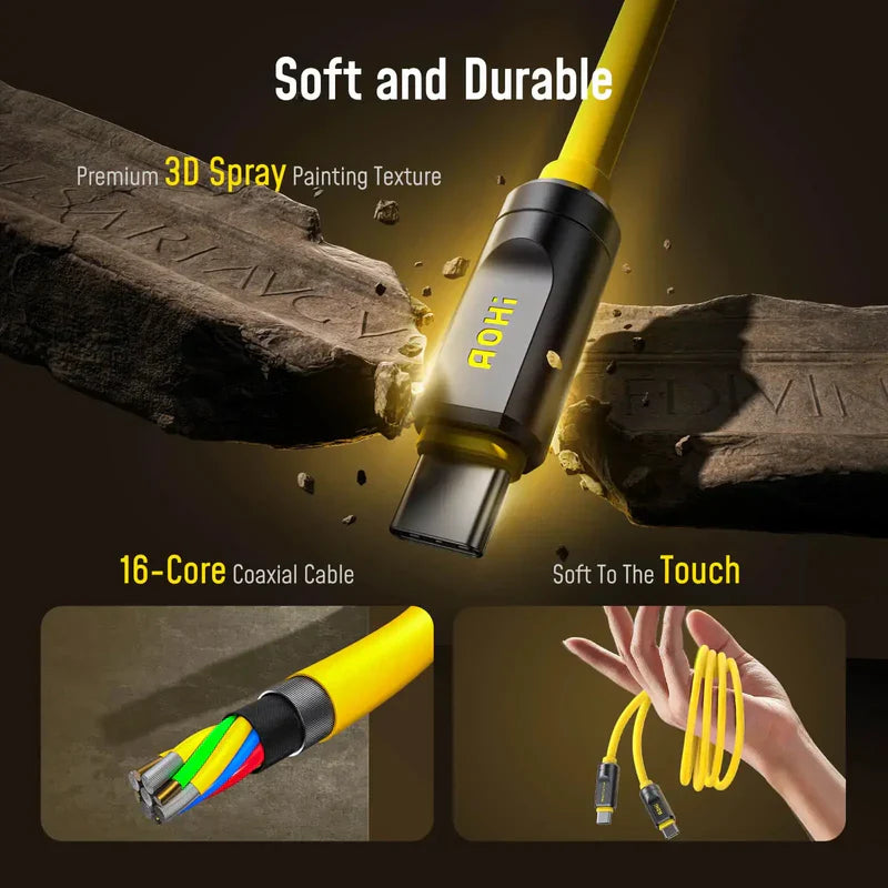 كابل  AOHi Future THUNDERBOLT 5.0 كابل  240 واط / يو اس بي/ 1 متر  أصفر