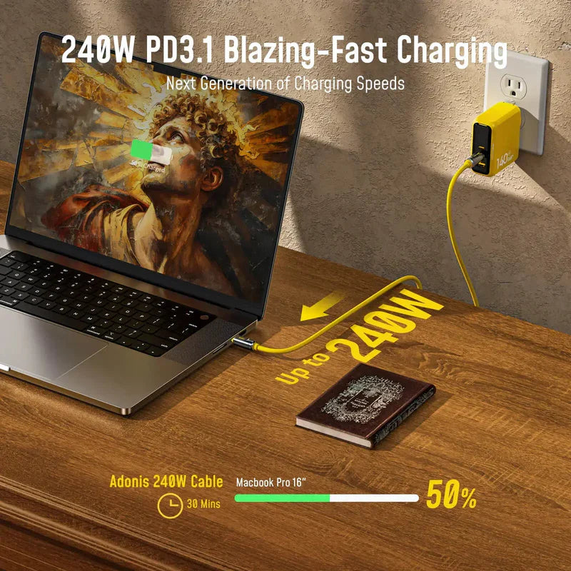كابل  AOHi Future THUNDERBOLT 5.0 كابل  240 واط / يو اس بي/ 1 متر  أصفر