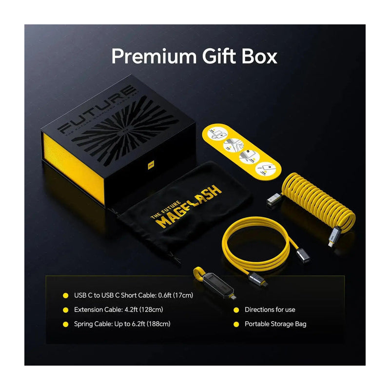 AOHi Future Magflash 2 في 1 شحنتخزين  بيانات كابل  240W / يو اس بي/ 1000MB/s / أصفر
