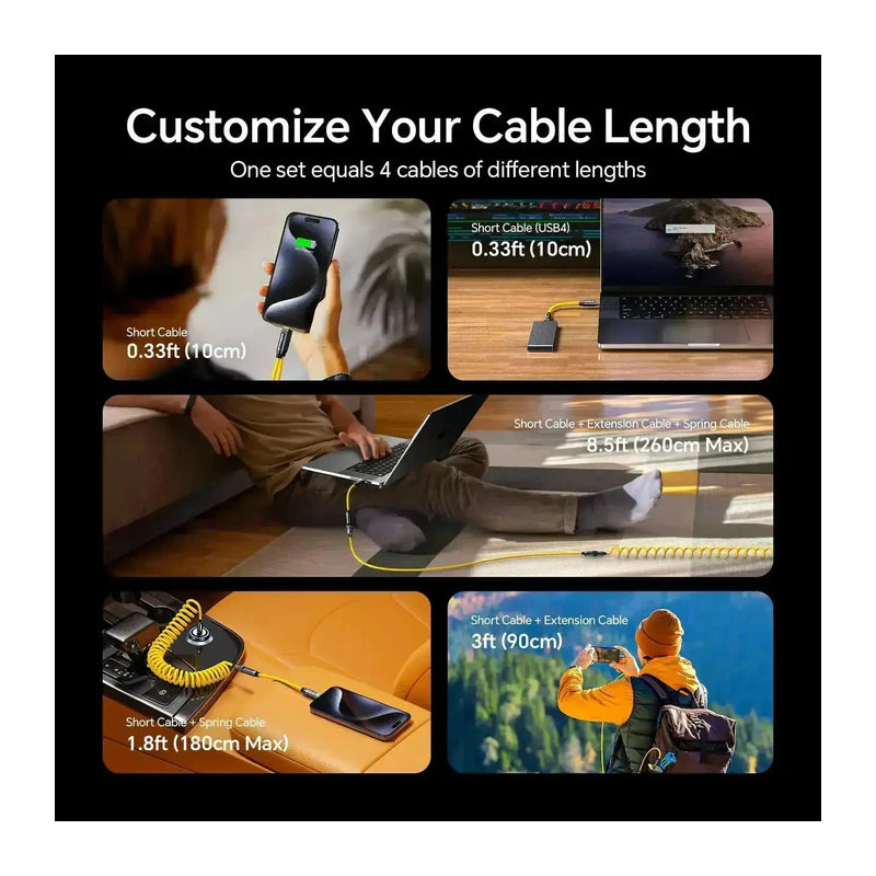 AOHi The Future PRO Creative Power Cable Set - 8K / 240W / USB-C / 40Gbps / Yellow