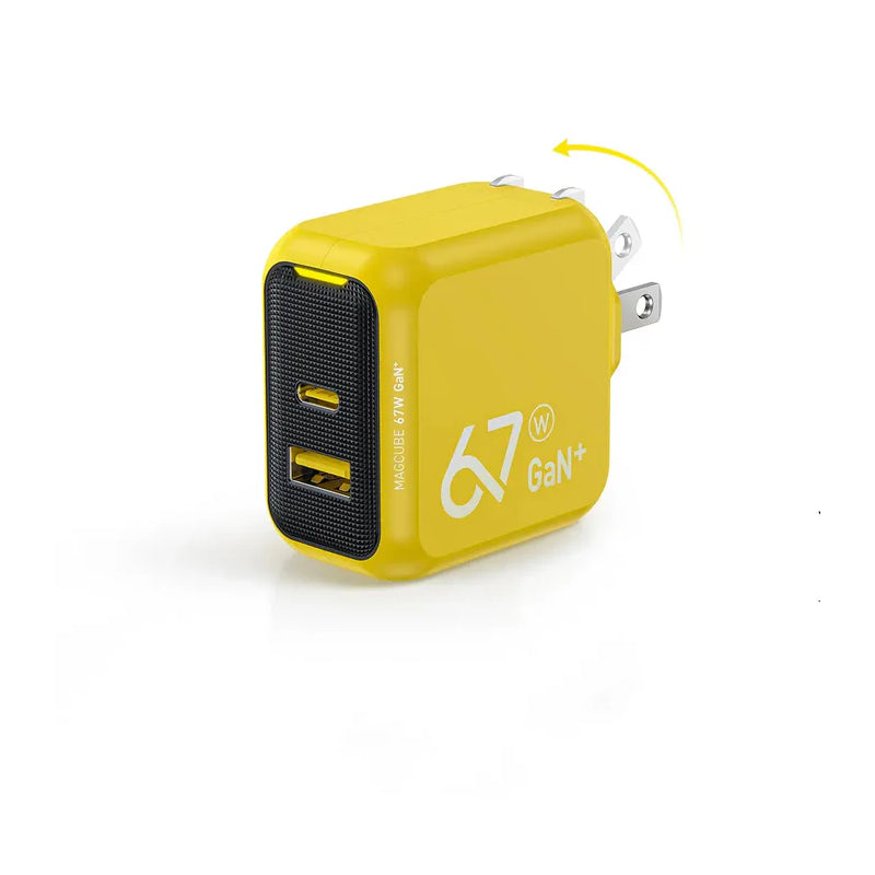 AOHi Magcubeمنفذ GaN شاحن  67W / يو اس بي/ يو اس بي/ أصفر