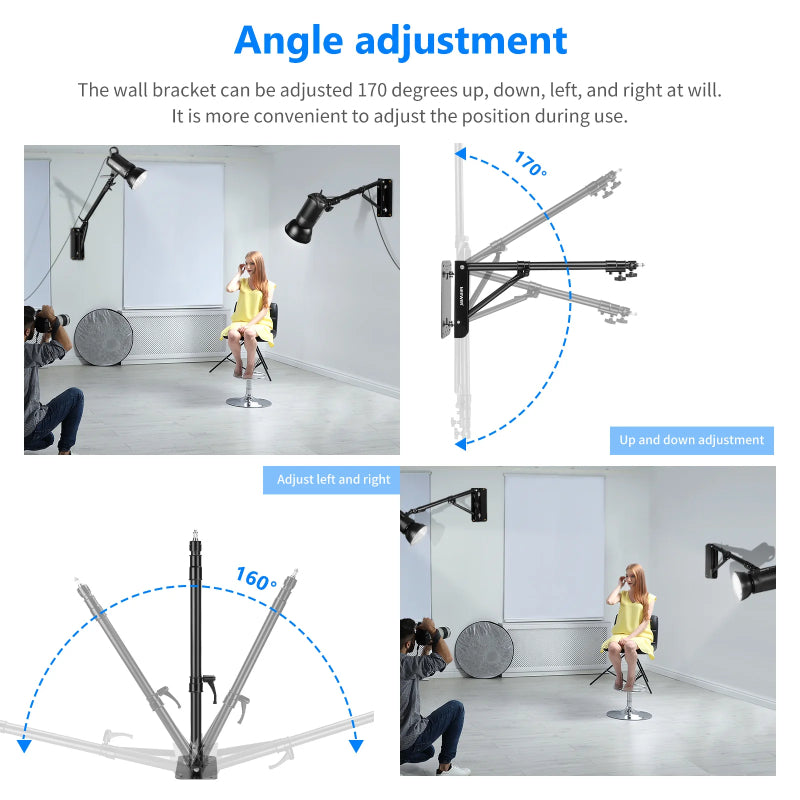 NEEWER 130cm Wall Mounting Triangle Boom Arm - Black