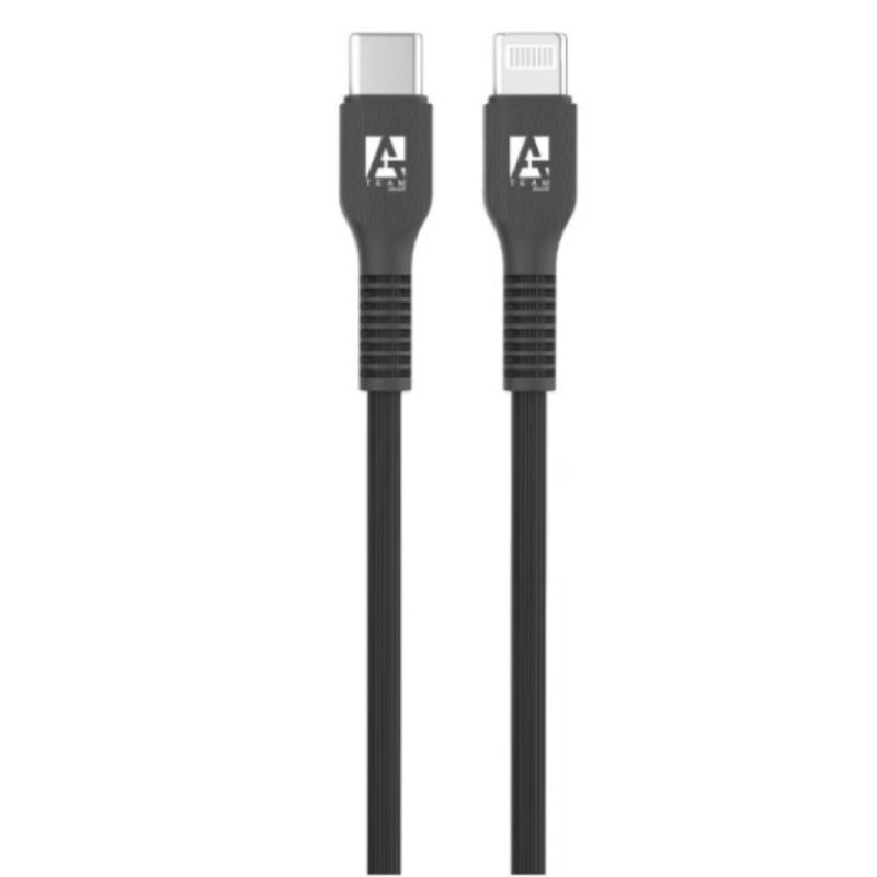 A-TEAM Nylon Bending Resistant Cable - 30W / USB-C / Lightning / 2 Meter / Black