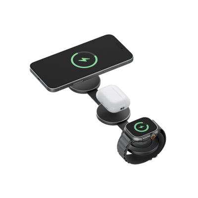 Energea AluMag Trio 3-in-1 Foldable Wireless Charger - 15W / Blue