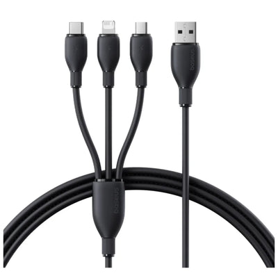 Baseus Ultra-Fast 3-in-1 Charging Cable - 1.3 Meter / USB-A to M+L+C / 3.5A / Black