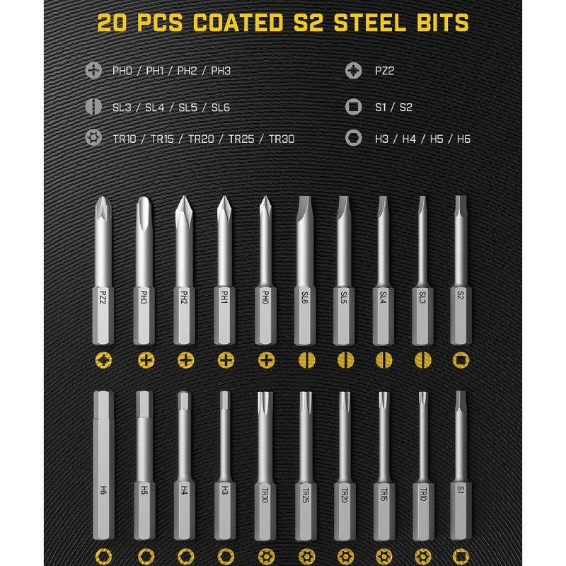 مفك براغي لاسلكي Fanttik فولد APEX Deluxe -م  ماكس 7 نيوتنم / بطارية  2500 مللي أمبير بطارية  20 مغناطيسي من طراز S2 / أسود